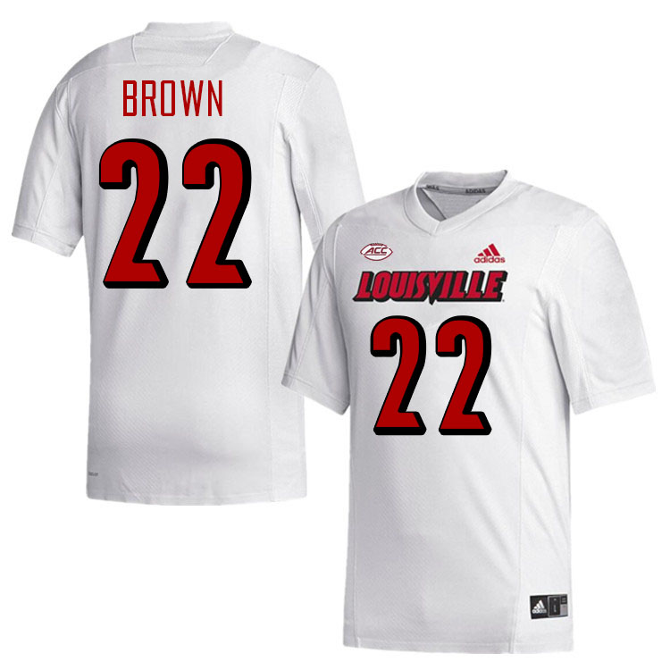 Men #22 Keyjuan Brown Louisville Cardinals College Football Jerseys Stitched-White